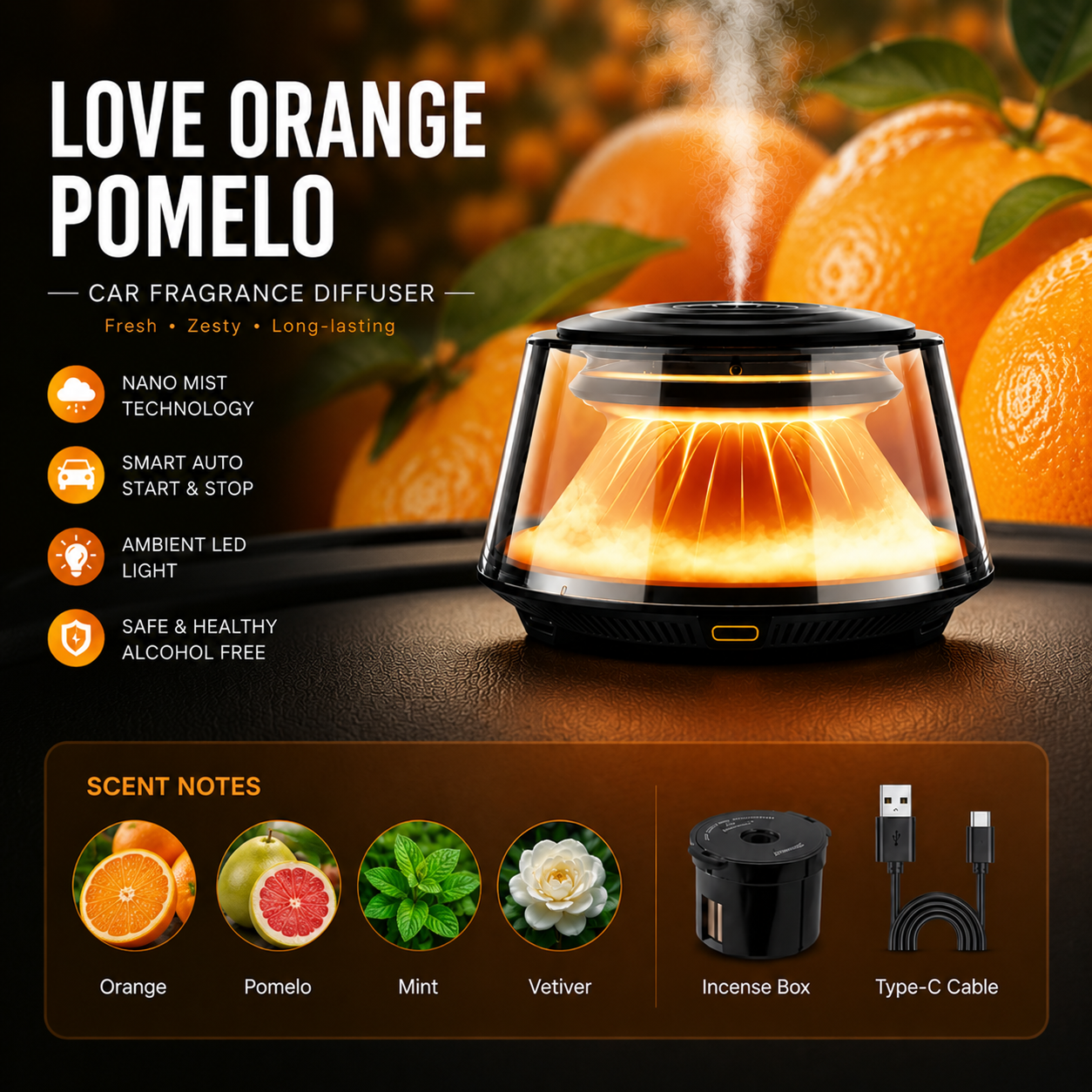 LOVE ORANGE POMELO – Car Perfume Diffuser