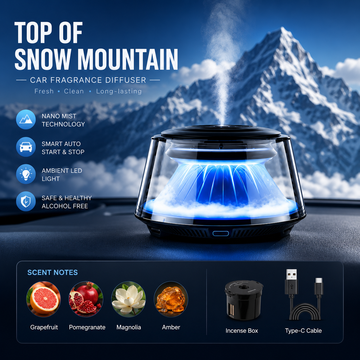TOP OF SNOW MOUNTAIN – Car Perfume Diffuser